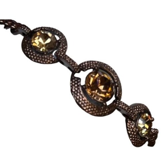 Givenchy Women's Three Crystals Copper Color Chain Bracelet - Picture 2 of 11